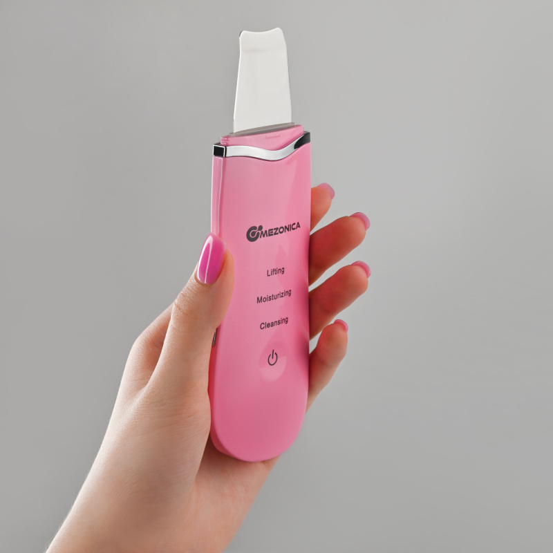 Mezonica Аппарат ультразвуковой чистки лица, скрабер, розовый