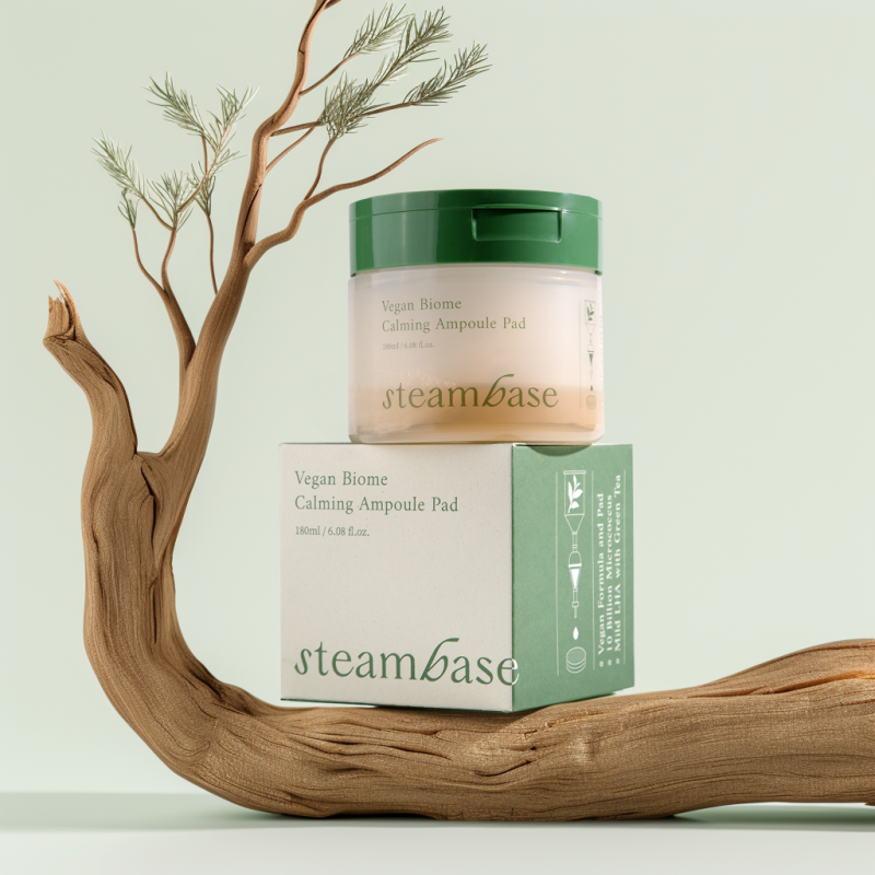 STEAMBASE VEGAN BIOME CALMING AMPOULE PAD Пэды c экстрактом зелёного чая, 70 штук