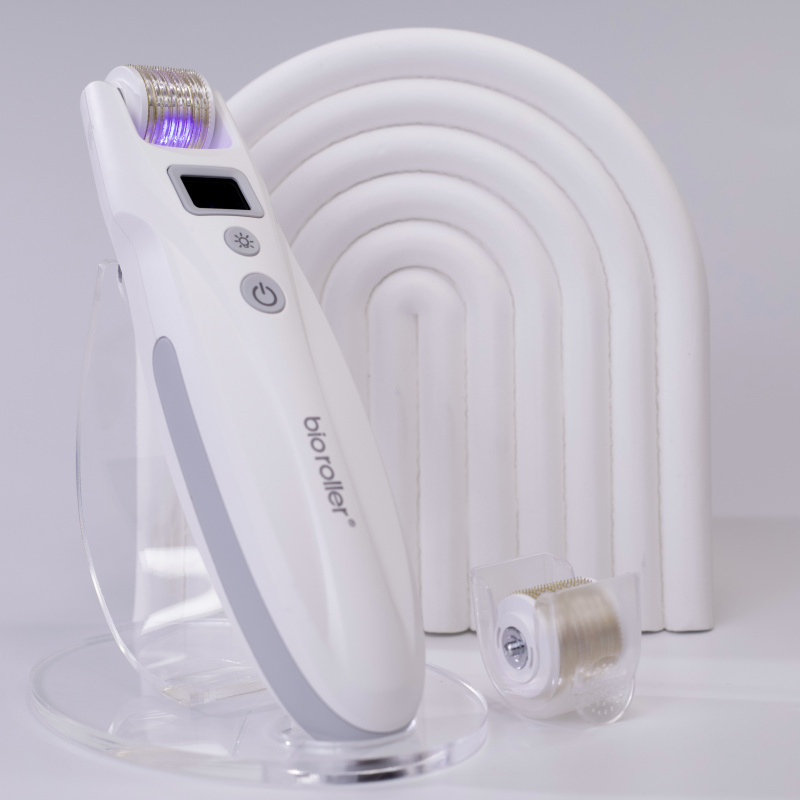 Mezonica Bio Roller G5 Аппарат для лица, тела и волос 2 в 1 / Мезороллер с 2 насадками 540 игл 0.5 мм для микронидлинга и микротоковой терапии / мезотерапия и EMS микротоки